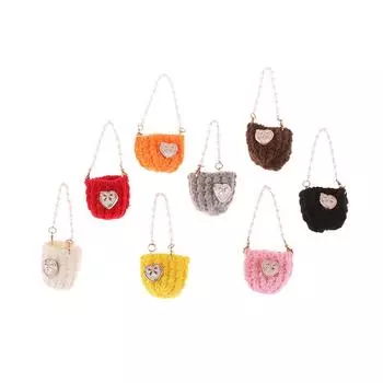 1/12 кукольная мини-вязаная сумка через плечо с жемчужной цепочкой сумка через плечо кукольные аксессуары для украшения кукольного домика красный