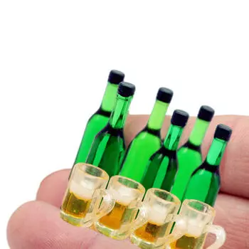 1/12 Кукольные винные бутылки, миниатюрные стаканчики для напитков для гостиной, украшения