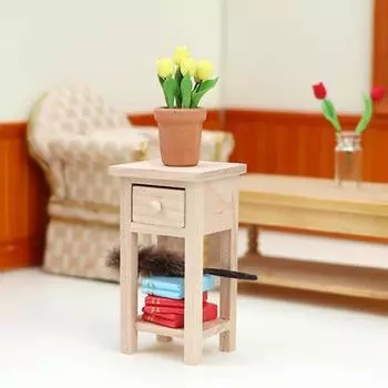 1:12 кукольных домиков, деревянный высокий табурет с ящиком, миниатюрная мебель «сделай сам», украшение кукольного домика