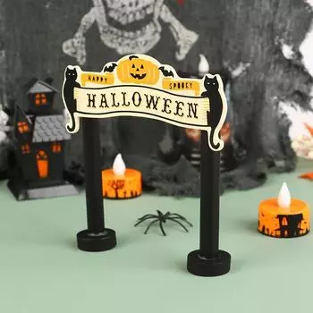 1:12 кукольных домиков Хэллоуин Дверь Кошка Тыква Украшение Кукольный домик Хэллоуин Фестиваль Декор Игрушка Микро Сцена Строительство Реквизит one size