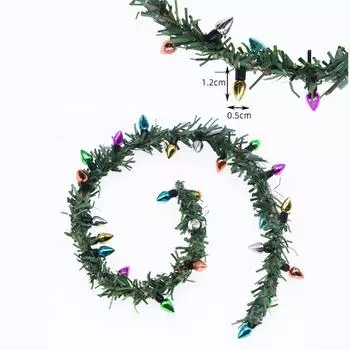 1:12 кукольных домиков из ротанга, имитация световой гирлянды, рождественский декор, миниатюрный кукольный домик, венок, модель декора для сцен в гостиной