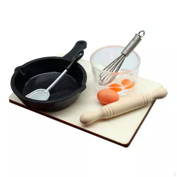 1:12 кукольных домиков, кухонные принадлежности, игрушки для ужина, в том числе яйцо, скалка, разделочная доска, миска,