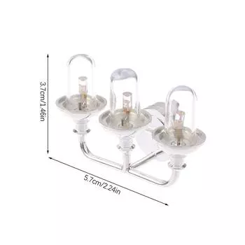 1:12 кукольных домиков Мини 3-головочный серебряный настенный светильник Светодиодный светильник Настенный светильник Кукольная гостиная спальня Мебель Декор Микро Сцена Игрушка