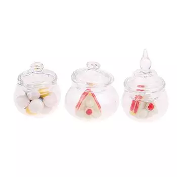 1:12 кукольных домиков Мини стеклянная банка Конфетница Бутылка для хранения Маленький флакон Бутылка желаний Кухня Декор для дома Игрушка