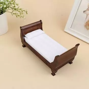 1:12 кукольных домиков, миниатюрная деревянная мебель, односпальная кровать, аксессуары для кукольного дома