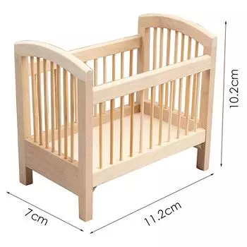 1:12 кукольных домиков, миниатюрная деревянная детская кроватка, имитация модели, мебель для кукольного дома