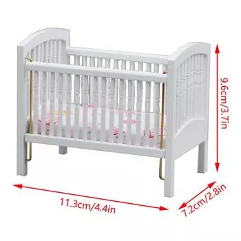 1:12 кукольных домиков, миниатюрная детская кроватка, белая детская кровать, мебель, модель спальни, декор