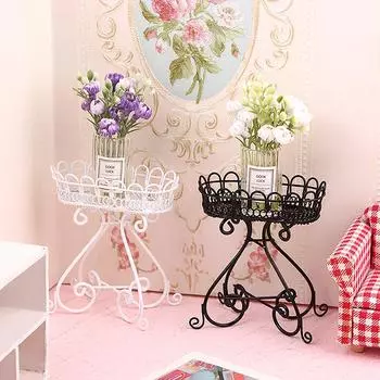 1:12 кукольных домиков Миниатюрная подставка для цветов Полка для демонстрации Железный стеллаж для хранения Кукольная мебель Модель Декор Игрушка Кукольный дом Аксессуары