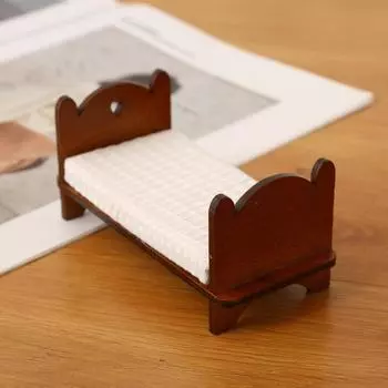 1:12 кукольных домиков Миниатюрная спальня Односпальная кровать Мебель Модель для дома Декор Игрушка Кукольный дом Аксессуары one size