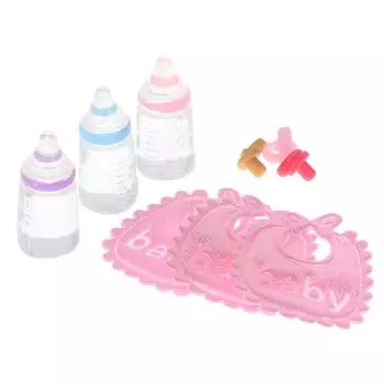 1:12 кукольных домиков, миниатюрные детские бутылочки, соски, нагрудники, набор детских аксессуаров, подарок