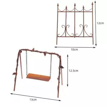 1:12 кукольных домиков миниатюрные кованые железные заборы из ржавчины качели мебель модель дома декор игрушка кукольный дом аксессуары