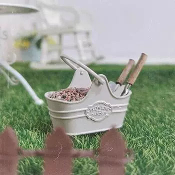 1:12 кукольных металлических ведер для цветов, корзина для покупок, украшение для сада фей, микроландшафтная сцена, строительный реквизит розовый