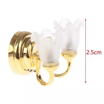 1:12 кукольных мини-светильников для настенного светильника, светодиодная лампа, двухголовый тюльпан, настенный светильник, декоративная игрушка one size