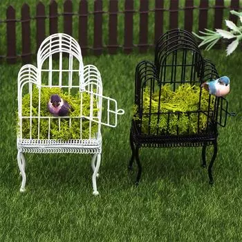 1:12 кукольных мини-железных художественных птичьих клеток, модель кукольного домика, миниатюрный скворечник, садовый декор, игрушка, кукла, микросцена, строительный реквизит белый