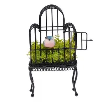 1:12 кукольных мини-железных художественных птичьих клеток, модель кукольного домика, миниатюрный скворечник, садовый декор, игрушка, кукла, микросцена, строительный реквизит белый