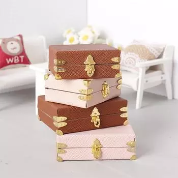 1:12 кукольных миниатюрных чемоданов, винтажная кожаная багажная коробка, ящик для хранения, модель для дома, декоративная игрушка для кукольного домика, микросцена, декоративная игрушка