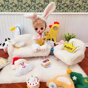 1:12 кукольных миниатюрных диванов-кресел, мягкий односпальный диван, двухместный диван с подушкой, модные игрушки, кукольная мебель для дома, декоративная игрушка C