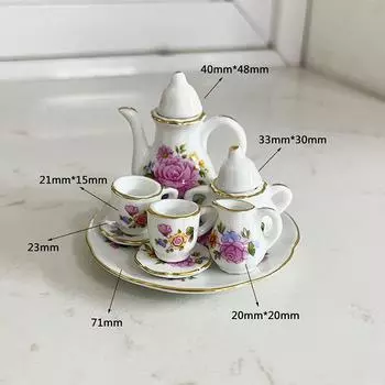 1:12 кукольных миниатюрных мини-керамических чайных сервизов, мебель, модель для дома, декор, игрушка, кукольный дом, аксессуары