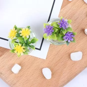 1:12 кукольных миниатюрных моделей гидропонных стеклянных растений в горшках