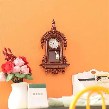 1:12 кукольных миниатюрных настенных часов, европейские винтажные часы, мебельный декор, игрушка 1.7*3.6cm