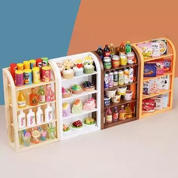 1:12 кукольных миниатюрных полок для супермаркета, витрина, стеллаж для хранения, декор для игрушек, аксессуары для кукольных домиков белый