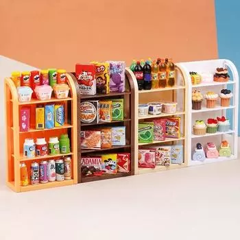 1:12 кукольных миниатюрных полок для супермаркета, витрина, стеллаж для хранения, декор для игрушек, аксессуары для кукольных домиков белый