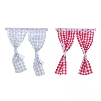 1:12 кукольных миниатюрных решетчатых занавесок, кружевных занавесок для дверей, мебели, декоративных игрушек розовый