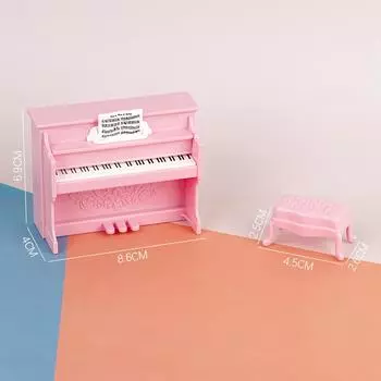 1:12 кукольных миниатюрных розовых пианино со стульчиком, которые могут играть музыку, модель домашнего декора, игрушки, кукольные аксессуары для дома