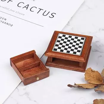 1:12 кукольных миниатюрных шахматных досок, ящик для хранения, мебельная фурнитура, игрушки