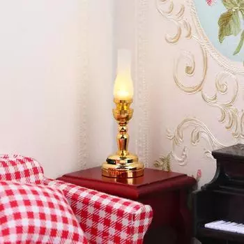 1:12 кукольных миниатюрных светодиодных ламп, настольных ламп с выключателем, игрушка для домашнего декора для гостиной