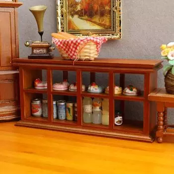 1:12 кукольных миниатюрных витрин для тортов, напитков, шкафов для хранения мебели, модель декора, игрушечных кукольных домиков, аксессуары коричневый