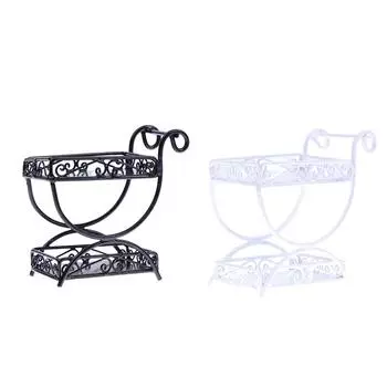 1:12 кукольных миниатюрных железных художественных тележек, подставок для цветов, стеллажей для хранения, модель мебели, кукольный декор для дома, игрушка для детей, подарок белый