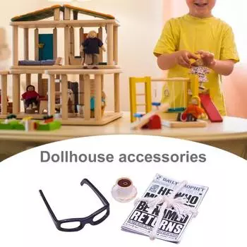 1:12 кукольных миниатюрных журналов, очки, набор кофейных чашек, реалистичный DIY кукольный домик, газетная мебель, игрушки, модель журнала, игрушки