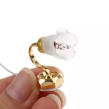 1:12 кукольных миниатюрных золотых цветочных бутонов настенных ламп в форме подставки для настенного бра для кукольного домика, украшения для дома, спальни, аксессуары