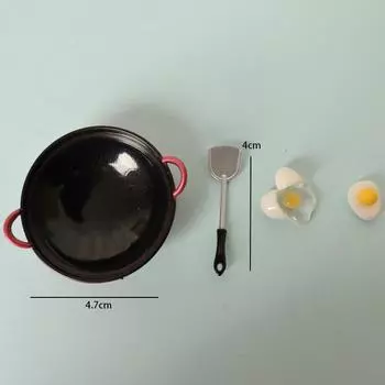 1:12 кукольных яиц, лопатка, сковорода, набор для кукольного домика, миниатюрная кухня, кухонная утварь, аксессуары, кукольный домик, еда, игрушки one size
