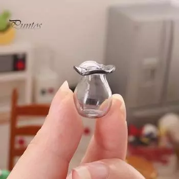 1:12 кукольных ваз, реалистичный прозрачный стеклянный кукольный домик, миниатюрный цветочный горшок, модель микропейзажа A