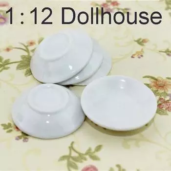 1:12 Кукольный дом, мини-керамическое блюдо, белая мини-модель сцены с едой, аксессуары для кукольного дома белый