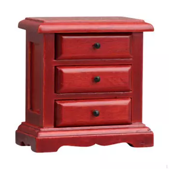 1:12 кукольный домик деревянная тумбочка мебель для спальни мини прикроватный столик Red Wood