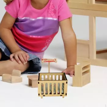 1/12 кукольный домик детская колыбель декор для детской кроватки орнамент игрушка спальня сцена мини мебель дерево wood