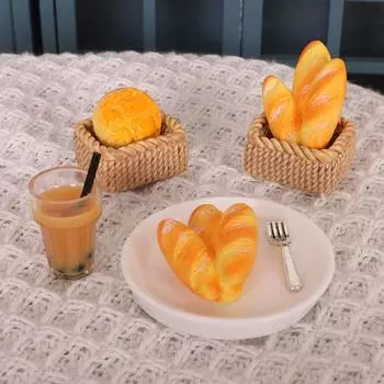 1/12 Кукольный домик Имитация хлеба с корзиной Кукольный домик Мини Кухня Украшения для еды Аксессуары для кукольного дома