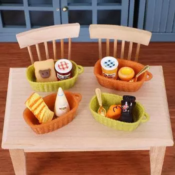 1/12 кукольный домик имитация хлеба корзина набор кукольный домик миниатюра кухонное украшение кукольный домик аксессуары ролевые игры игрушки A2