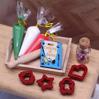 1/12 кукольный домик имитация крема выпечка модель набора кукольный домик кухня инструменты для выпечки аксессуары кукольный домик украшения игрушки зелёный