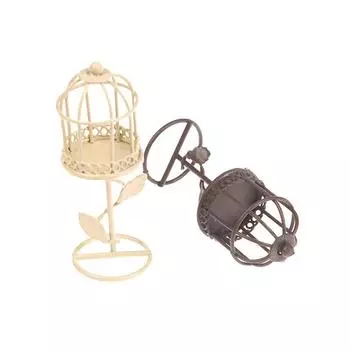1/12 кукольный домик имитация мини металлическая клетка для птиц модель кукольный домик фея сад украшения микро ландшафт клетка для птиц поделки украшения бежевый