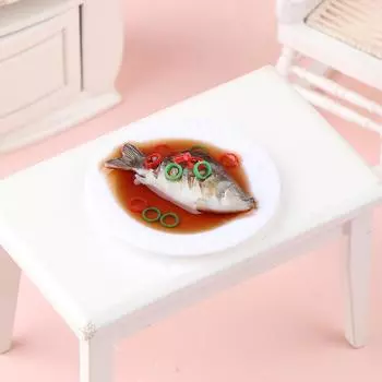 1:12 Кукольный домик Имитация тушеной рыбы Модель кукольной кухни Еда Игрушки