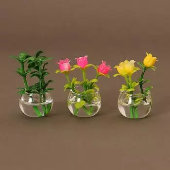 1/12 кукольный домик имитация вазы для цветов кукольный домик миниатюрный горшечный декор кукольный домик украшения для дома аксессуары розы красного