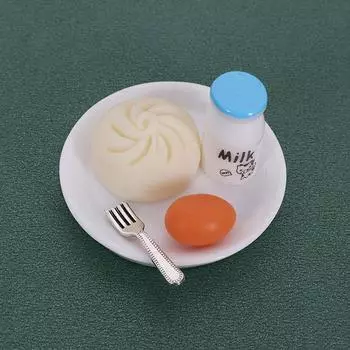 1/12 кукольный домик имитация завтрака мини паровые булочки яйцо хлеб молоко модель кукольный домик кухня сцена украшения ролевые игры игрушки A1