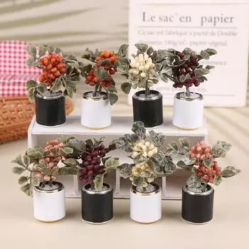 1/12 кукольный домик имитация зеленого растения дерево в горшке кукольный домик мини гостиная украшения кукольный домик аксессуары A8