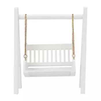 1/12 кукольный домик качели с золотой цепью белые миниатюрные деревянные качели изысканный мини кукольный домик