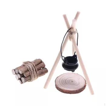 1/12 Кукольный домик Кемпинг Наборы Декорации Сцена костра Ролевые игры Миниатюрная модель Мини Firewood Set