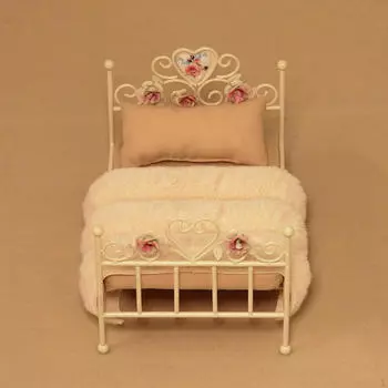 1/12 кукольный домик кровать мебель кукольный домик аксессуары декор спальня микро сцена орнамент белый